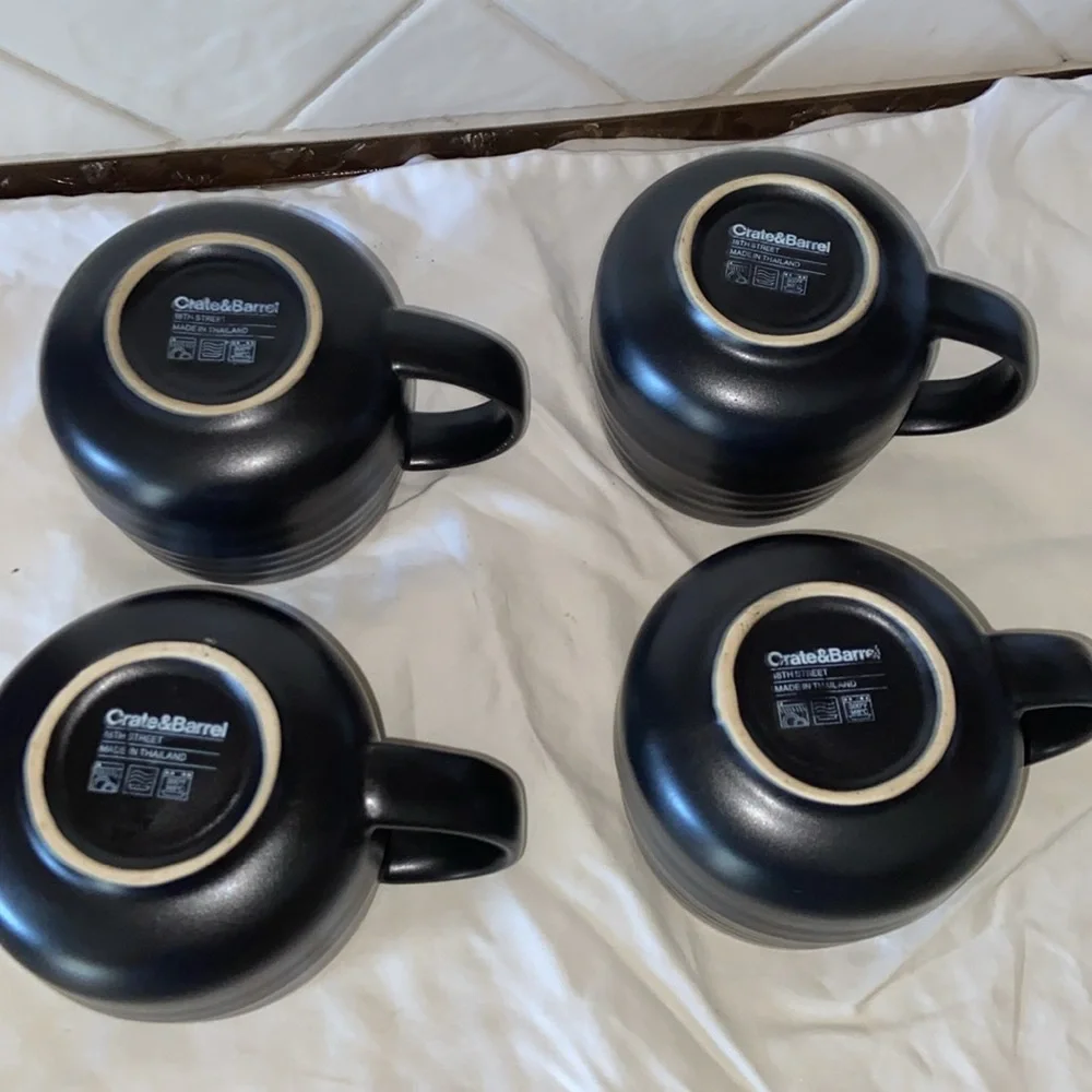 Like new set of 4 Crate & Barrel 18th Street Mugs Boho Rustic Stoneware